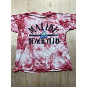 Malibu Beach Club Unisex Tee Shirt Vintage Single Stitch Tye Dye L Palm Trees